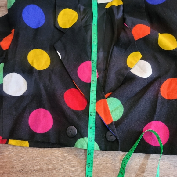 Pinstripes Petites Vintage 80's Polka Dot Cropped Black Jacket Size 6 - Picture 3 of 7